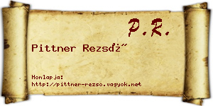 Pittner Rezső névjegykártya